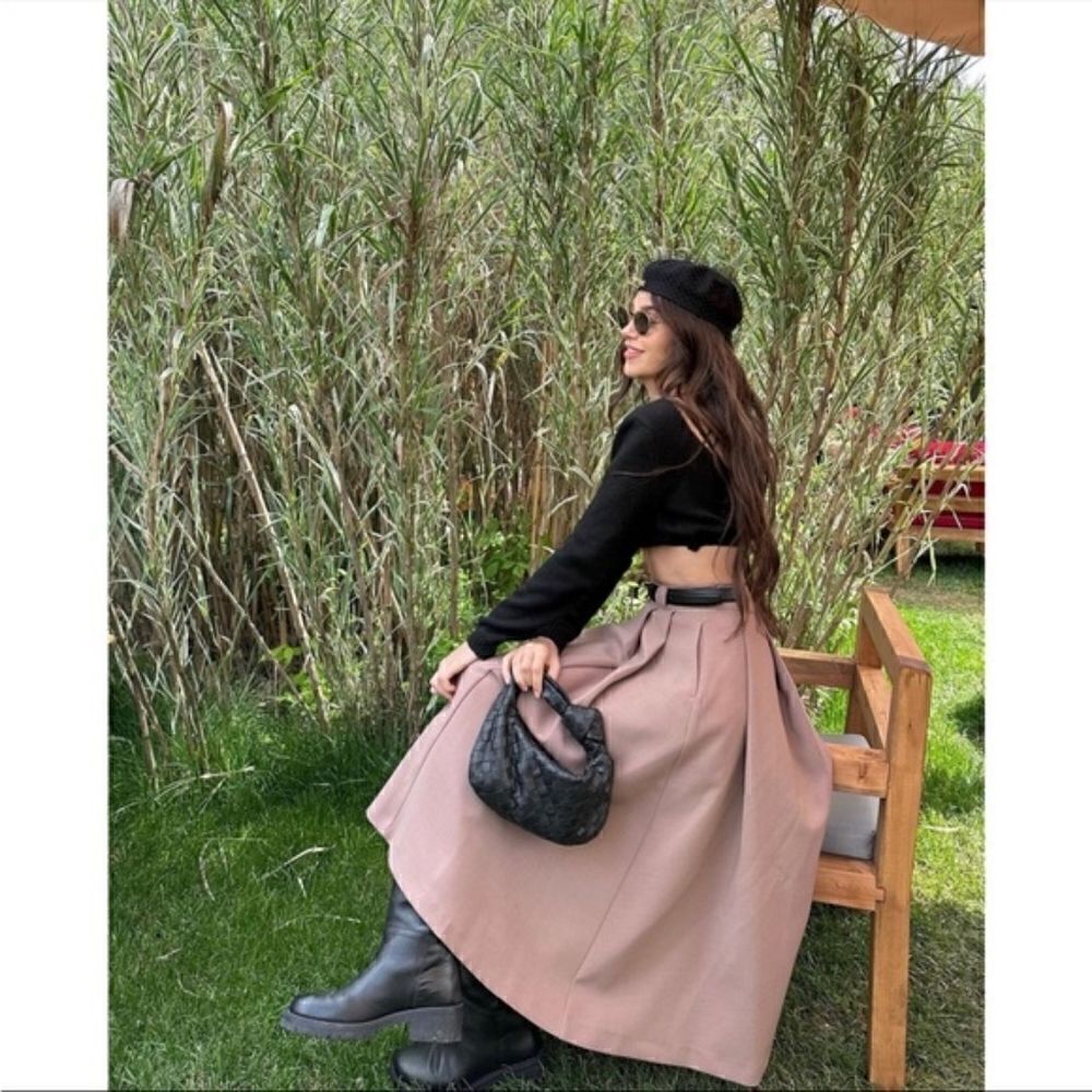 ZARA VOLUMINOUS MIDI SKIRT Pale pink - Picture 7 of 7